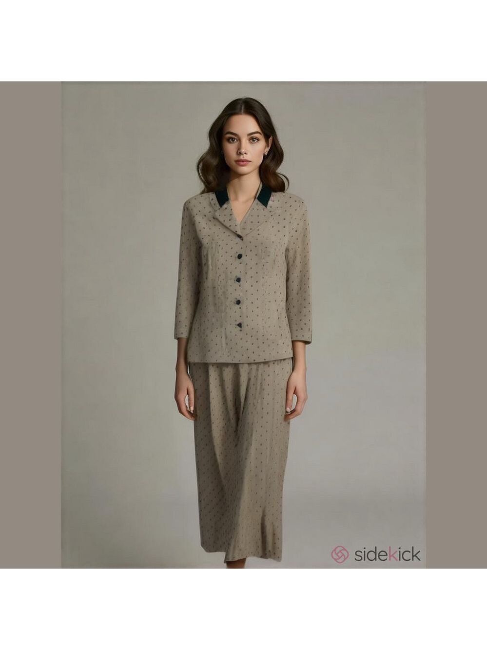 Vintage 50s 60s polka dot skirt and jacket / blouse • modest • suit • 70s • - Picture 1 of 13